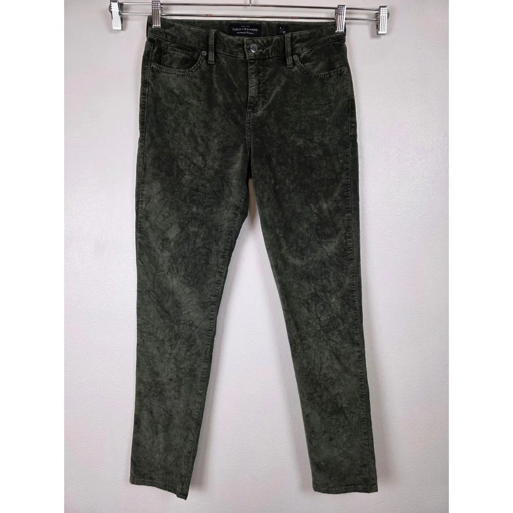 Lucky Brand Brooke Legging Jeans Womens‎ 8 Olive Green Corduroy Stretch Comfort